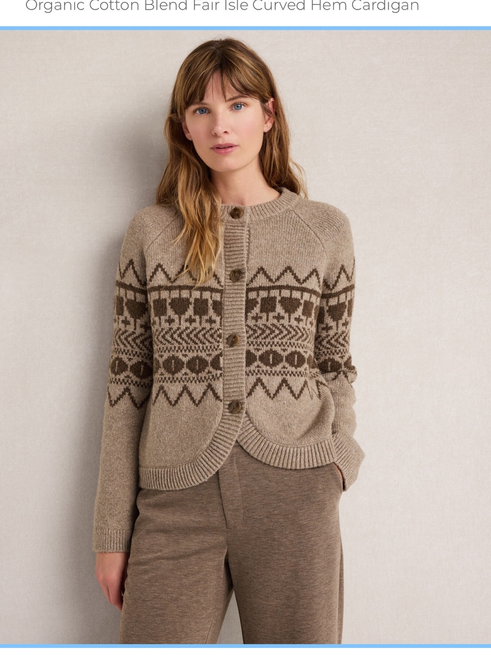 Have Gray Fair Isle Button-Up Cardigan- organic cotton blend